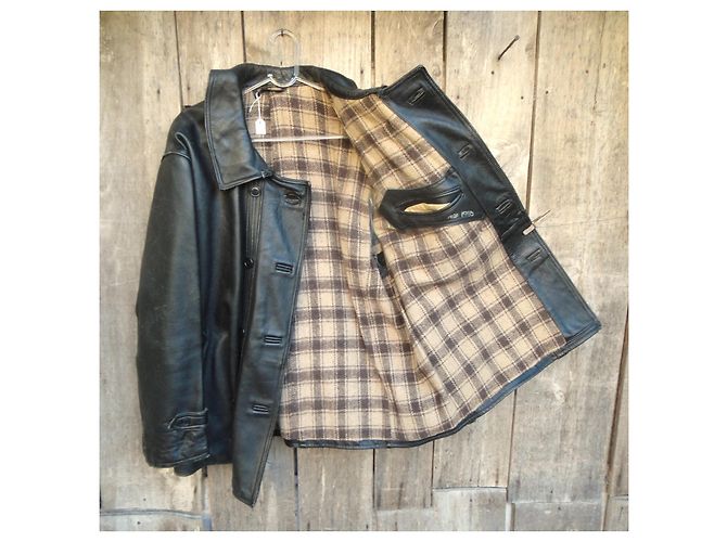 Autre Marque Giacca in pelle nera stile workwear francese - vista 4