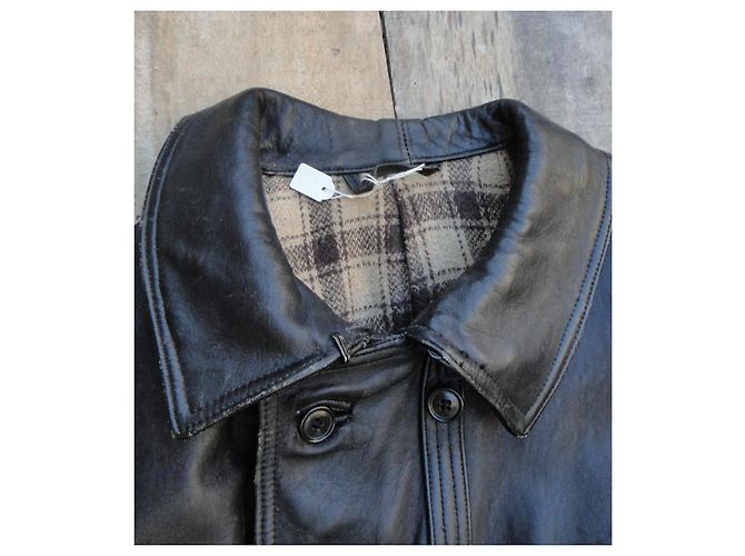 Autre Marque Giacca in pelle nera stile workwear francese - vista 5
