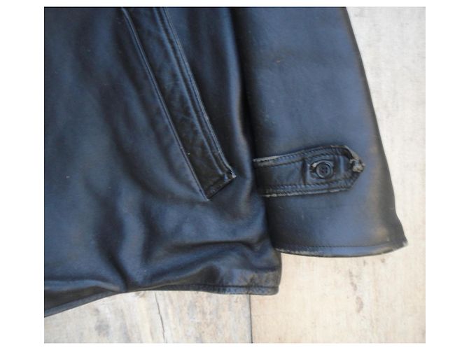 Autre Marque Giacca in pelle nera stile workwear francese - vista 6