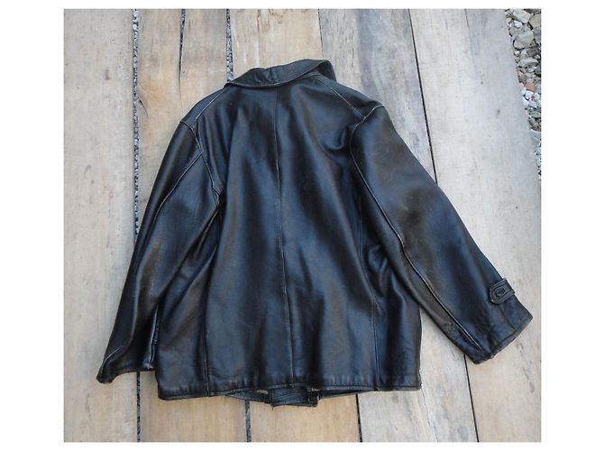 Autre Marque Giacca in pelle nera stile workwear francese - vista 7