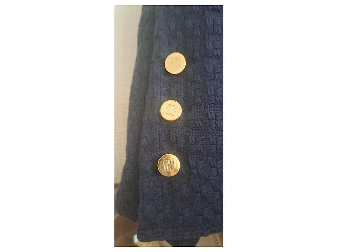 Carolina Herrera Textured Navy Blue Blazer - view 3