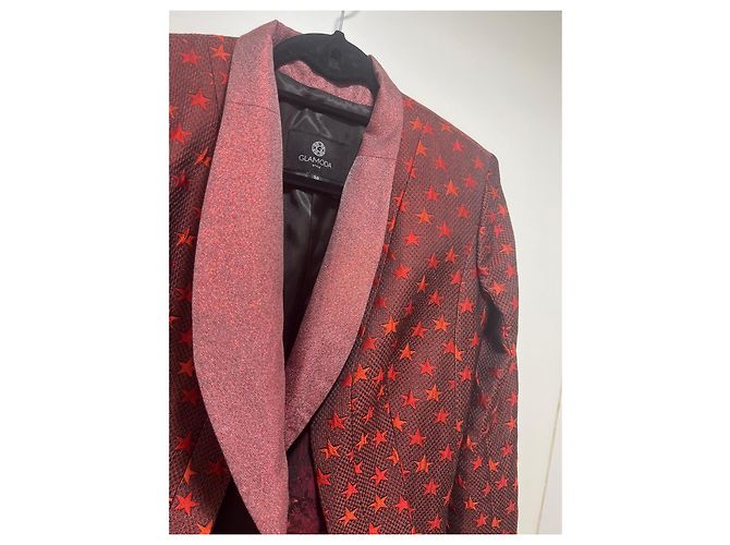 Autre Marque Glamoda Red Star Patterned Blazer - view 3