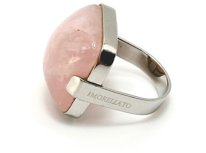 Autre Marque Morellato Maxi Ring aus Silber mit natürlichem Rosenquarz Cabochon - Ansicht 2