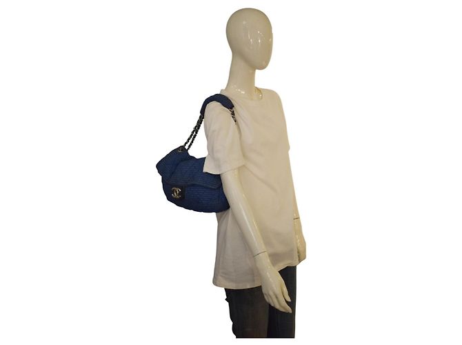 Borsa a spalla matelassé Chanel Blu Denim - vista 17