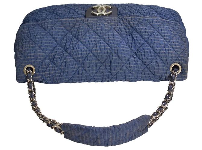Borsa a spalla matelassé Chanel Blu Denim - vista 6