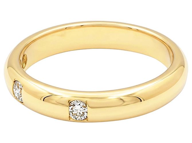 Autre Marque Gelbgold-Bandring, drei Diamanten. - Ansicht 2