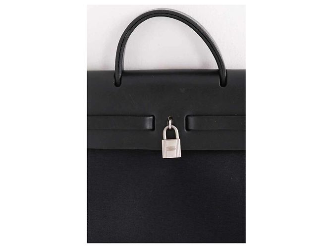 Borsa a mano Hermès Herbag nera in pelle - vista 4