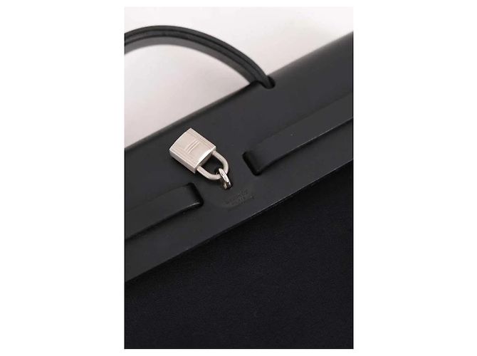 Borsa a mano Hermès Herbag nera in pelle - vista 6