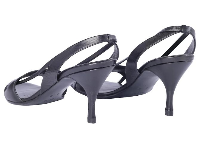 Sandali Slingback con cinturini in pelle nera Gucci - vista 3