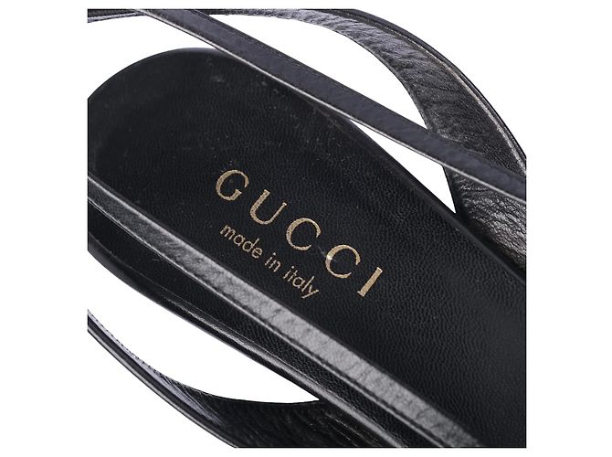 Sandali Slingback con cinturini in pelle nera Gucci - vista 4
