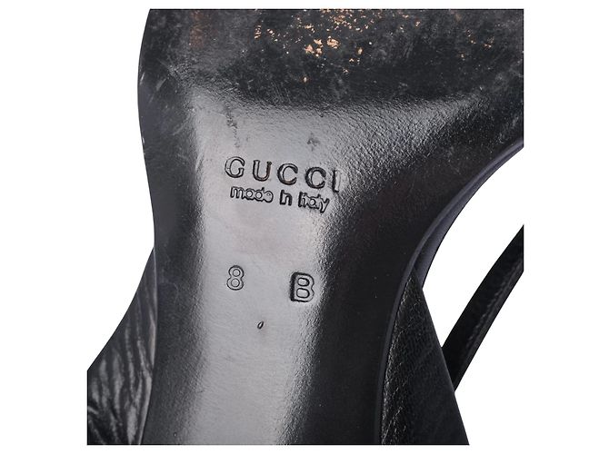 Sandali Slingback con cinturini in pelle nera Gucci - vista 5