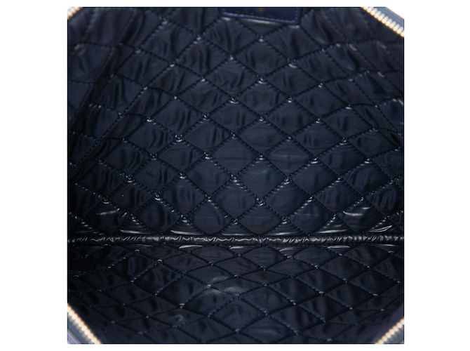 Clutch Chanel Large Quilted Caviar O Case Blu - vista 4