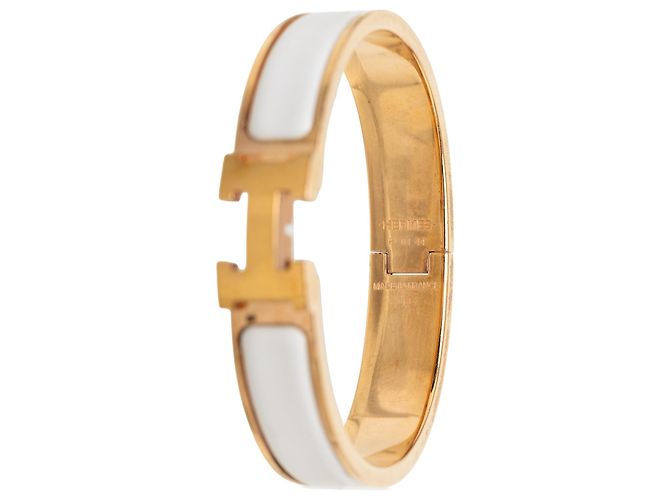 Bracciale Clic H PM stretto in smalto bianco Hermès - vista 4