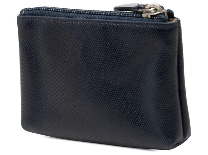 Portachiavi e portamonete con zip Chanel CC Caviar Blu - vista 2