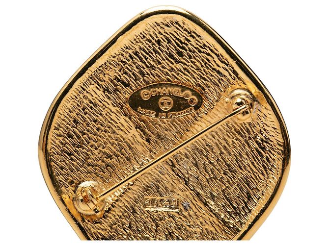 Spilla Chanel placcata oro trapuntata rhombus - vista 3