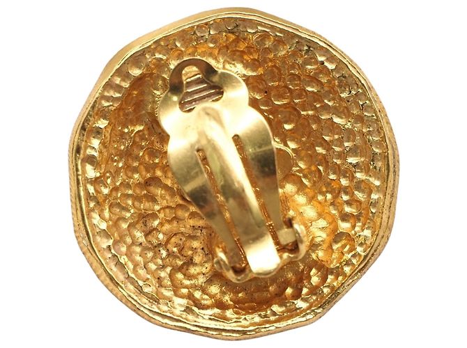 Orecchini a clip rotondi Chanel CC placcati in oro - vista 6