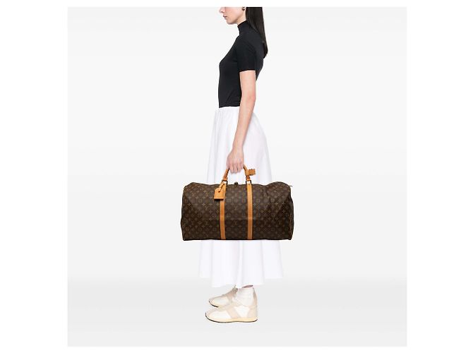 Borsa da viaggio Louis Vuitton Monogram Keepall 60 Marrone - vista 8