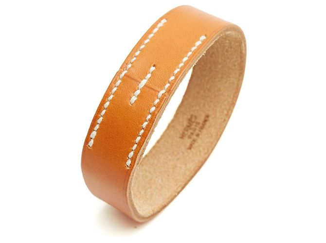 Hermès Set 3 Bracciali Pool Tour in Pelle Barenia Gold e Nero - vista 10