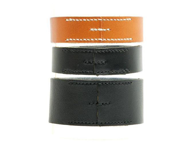 Hermès Set 3 Bracciali Pool Tour in Pelle Barenia Gold e Nero - vista 11