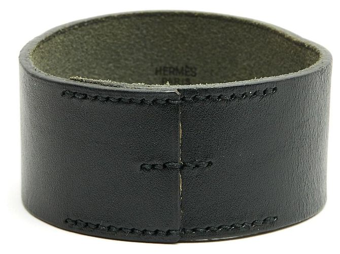 Hermès Set 3 Bracciali Pool Tour in Pelle Barenia Gold e Nero - vista 2