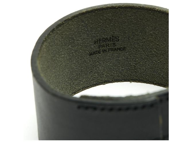 Hermès Set 3 Bracciali Pool Tour in Pelle Barenia Gold e Nero - vista 3