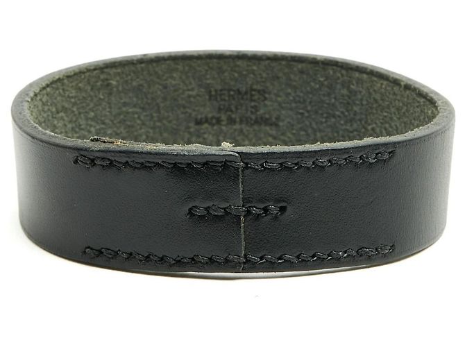 Hermès Set 3 Bracciali Pool Tour in Pelle Barenia Gold e Nero - vista 5