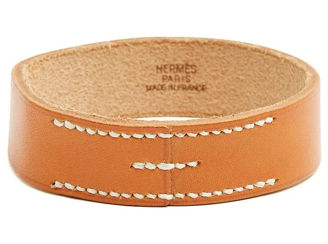 Hermès Set 3 Bracciali Pool Tour in Pelle Barenia Gold e Nero - vista 8
