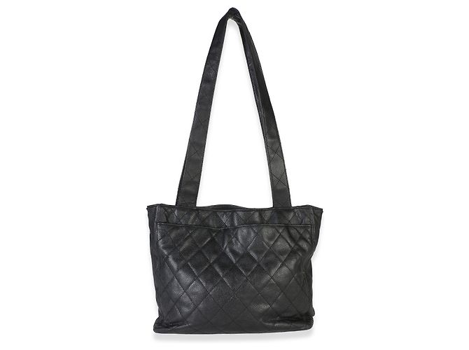 Chanel Vintage Gesteppte Caviar Leder Tote mit Doppeltasche - Ansicht 2