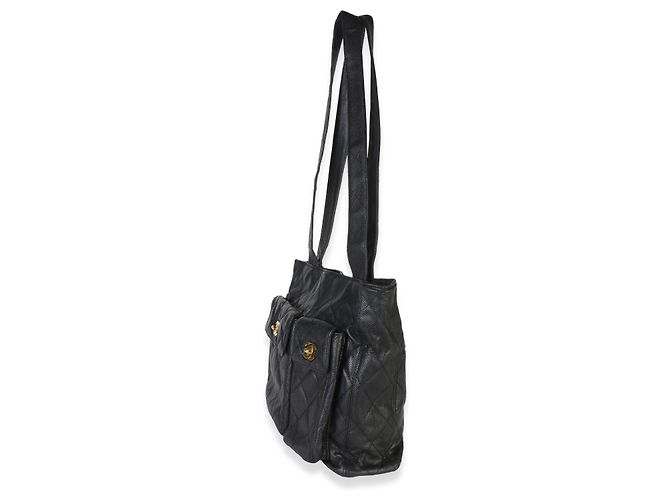 Chanel Vintage Gesteppte Caviar Leder Tote mit Doppeltasche - Ansicht 3