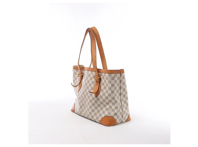Borsa a tracolla Louis Vuitton Hampstead MM Damier Azur in Beige N51206 - vista 3