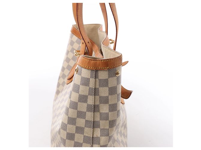 Borsa a tracolla Louis Vuitton Hampstead MM Damier Azur in Beige N51206 - vista 5