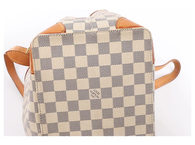 Borsa a tracolla Louis Vuitton Hampstead MM Damier Azur in Beige N51206 - vista 7
