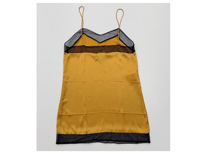 Abito corto Gucci in seta gialla e tulle nero - vista 10
