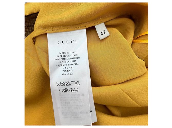 Abito corto Gucci in seta gialla e tulle nero - vista 7