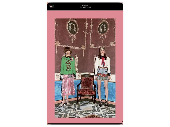 Minifalda de denim bordada Gucci Pre-Fall 2016 - vista 3