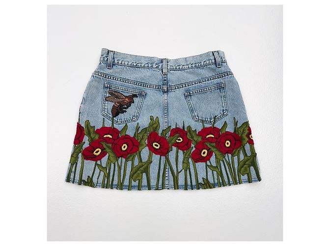 Minifalda de denim bordada Gucci Pre-Fall 2016 - vista 5
