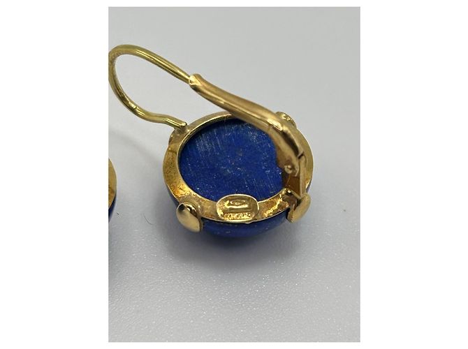 Autre Marque Orecchini pendenti artigianali italiani in oro giallo 18k e lapislazzuli - vista 9