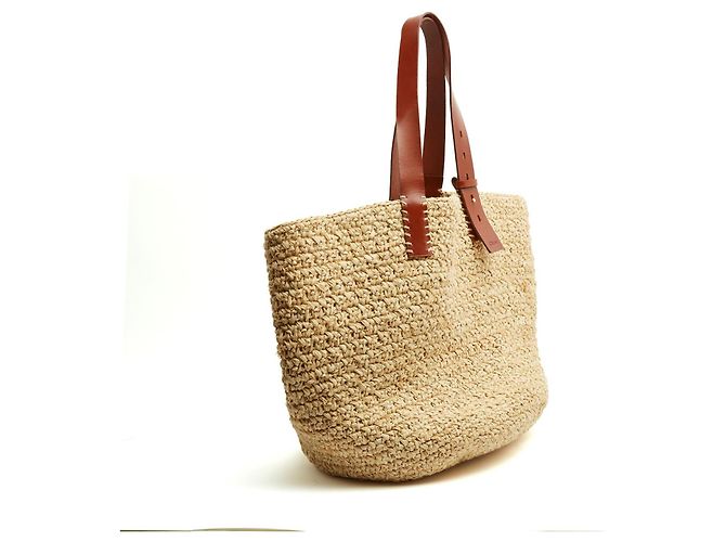 Chloé Manuel Medium Raffia Tasche Leder - Ansicht 3