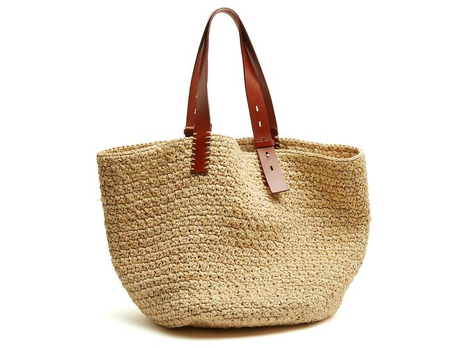 Chloé Manuel Medium Raffia Tasche Leder - Ansicht 4