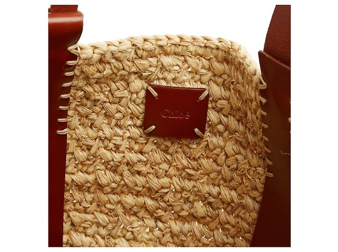 Chloé Manuel Medium Raffia Tasche Leder - Ansicht 5
