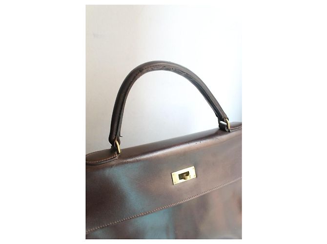 Hermès Kelly 35 borsa in pelle box marrone - vista 12