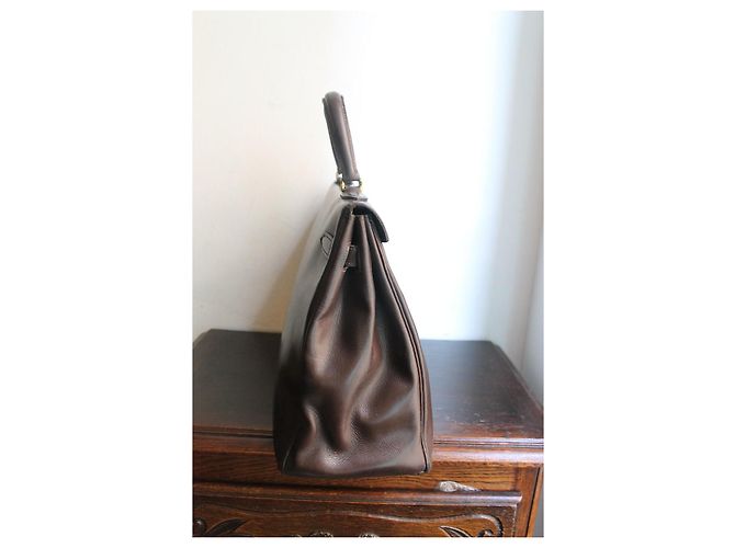 Hermès Kelly 35 borsa in pelle box marrone - vista 2
