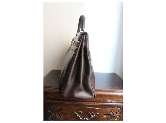 Hermès Kelly 35 borsa in pelle box marrone - vista 4