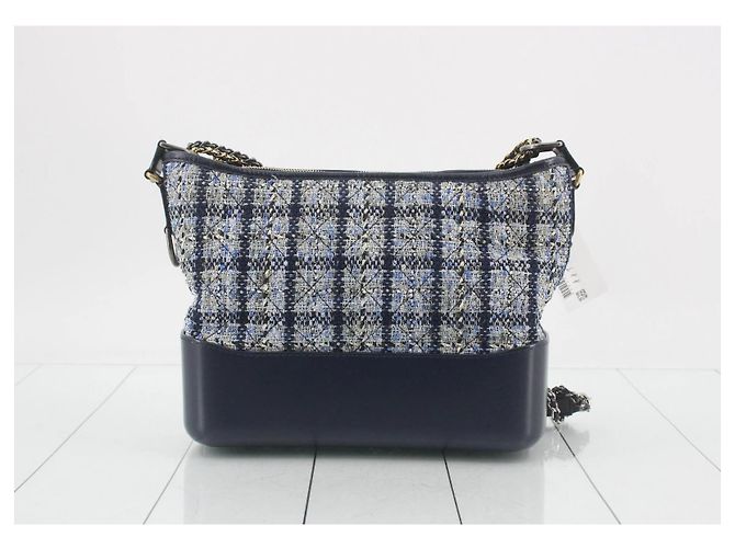 Borsa Chanel Gabrielle in tweed blu e pelle blu - vista 2
