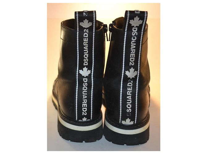 Dsquared2 Black Leather Logo Ankle Boots - view 4