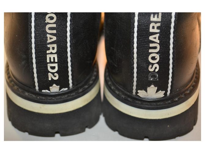 Dsquared2 Black Leather Logo Ankle Boots - view 5