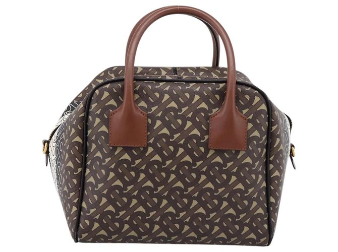 Burberry TB Half Cube Duffle in pelle con monogramma impresso - vista 2