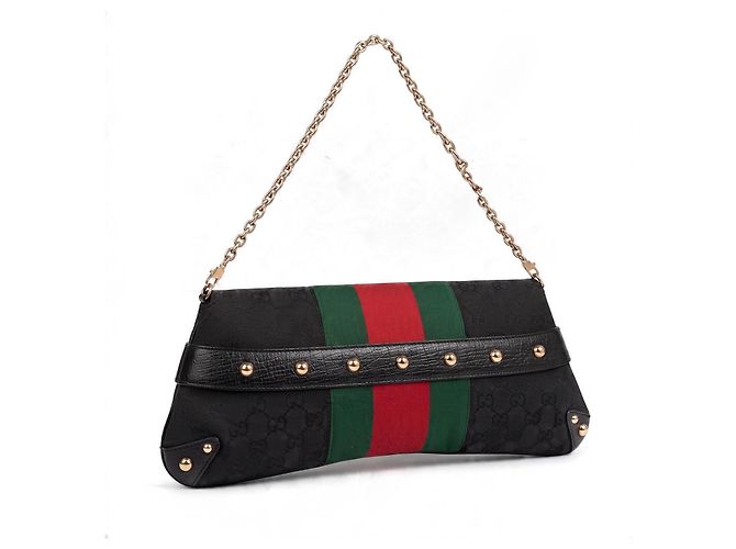Clutch Gucci Tom Ford Horsebit GG Monogram Nero Rosso Verde - vista 5