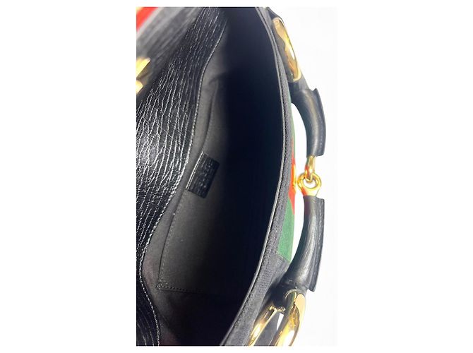 Clutch Gucci Tom Ford Horsebit GG Monogram Nero Rosso Verde - vista 9