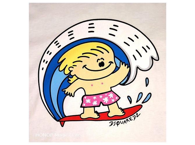 T-shirt de algodão branco Dsquared2 com gráfico Surfer - vista 2